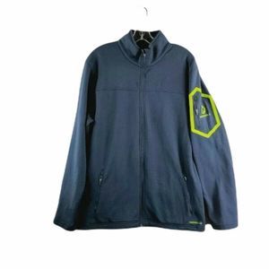 Merrell Mens Navy Blue Long Sleeve Full Zipper Pockets Mock Neck Jacket Sz Large